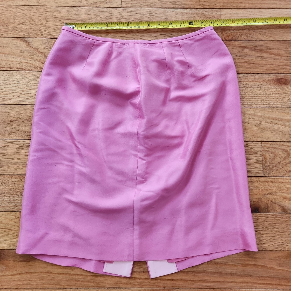 Pink 100% Silk Mini / Midi Skirt by Kasper